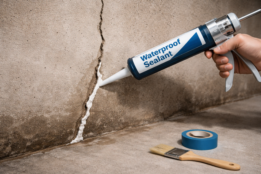 sealing basement foundation crack to prevent moisture