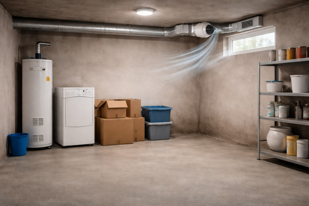 basement ventilation improving airflow and reducing humidity