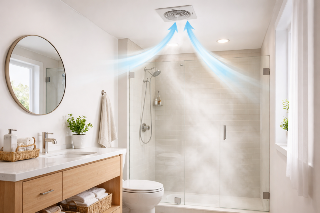 bathroom exhaust fan removing humid air