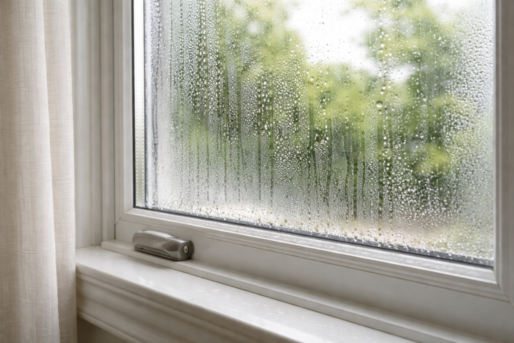 condensation on window caused by high indoor humidity