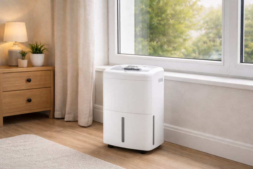 dehumidifier reducing indoor moisture