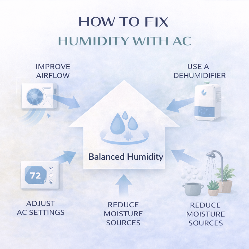 diagram showing how to fix humidity with air conditioning