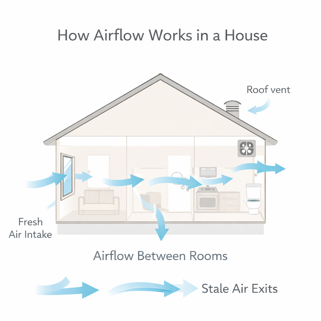 diagram showing airflow movement through a house