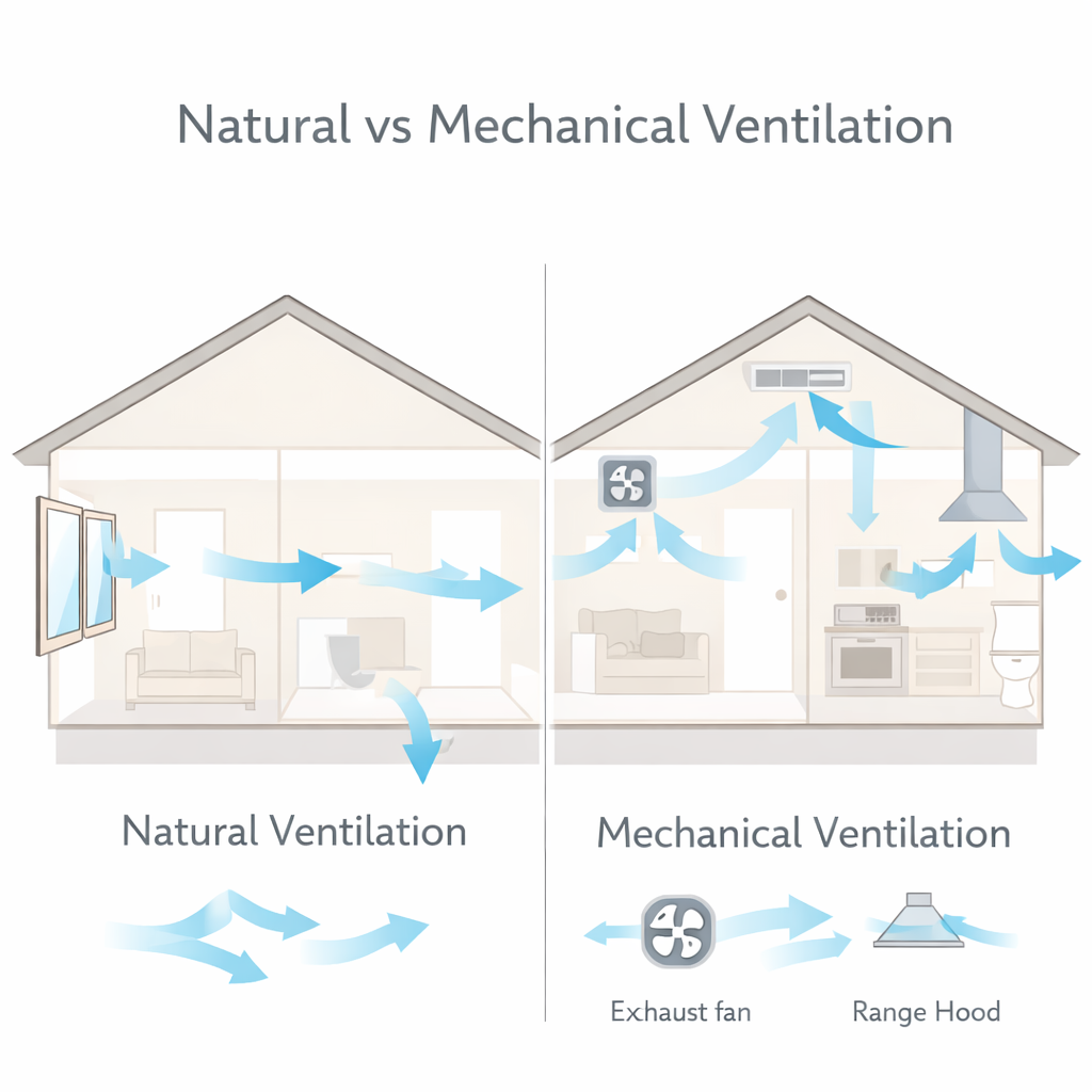 diagram comparing natural and mechanical ventilation