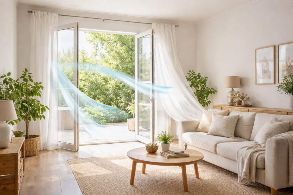 open windows allowing fresh air into a home