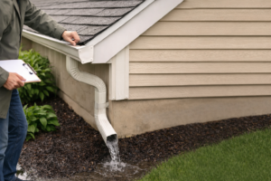 Homeowner reviewing a home maintenance checklist with tools on a workbench